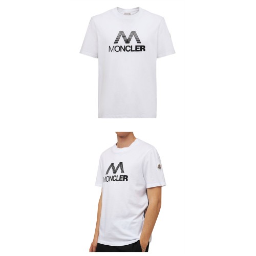 [몽클레어] 8C00038 829H8 001 로고 프린팅 라운드 반팔티셔츠 화이트 남성 티셔츠 / TJ,MONCLER