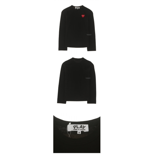 [꼼데가르송] AZ-T117-051-1 레드와펜 라운드 긴팔티셔츠 블랙 여성 티셔츠 / TS,COMME DES GARCONS