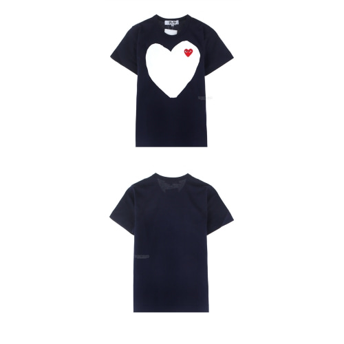 [꼼데가르송] AZ-T183-051-1 쌍하트 레드와펜 반팔티셔츠 네이비 여성 티셔츠 / TS,COMME DES GARCONS