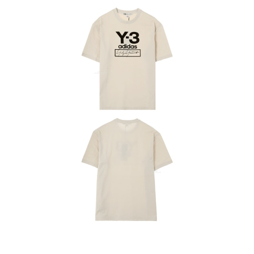 [Y3] 19FW FJ0410 스택 로고 프린팅 반팔티셔츠 베이지 남성 티셔츠 / TJ,Y-3