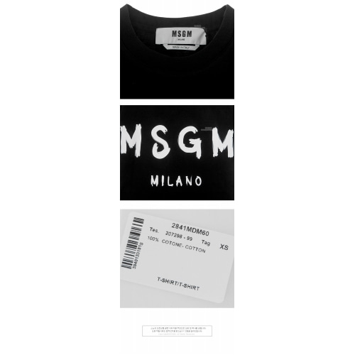 [MSGM] 20SS 2841MDM60 207298 99 페인트 로고 밀라노 라운드 반팔티셔츠 블랙화이트 여성 티셔츠 / TFN,MSGM