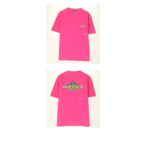 [발렌시아가] 20SS 594579 THV60 5630 봉쥬르로고 프린팅 반팔티셔츠 핑크 남성 티셔츠 / TFN,BALENCIAGA