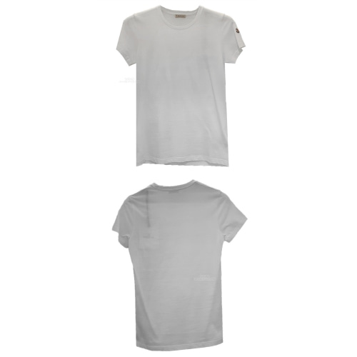 [몽클레어] 8090400 V8058 033 암로고 라운드 반팔 티셔츠 화이트 여성 티셔츠 / TJ,MONCLER