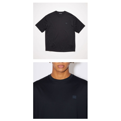 [아크네] CL0085 900 페이스 패치 반팔 티셔츠 블랙 남성 티셔츠 / TJ,ACNE STUDIOS