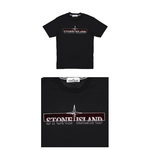 [스톤아일랜드] 20FW 73152NS83 V0029 로고 패치 반팔 티셔츠 블랙 남성 티셔츠 / TTA,STONE ISLAND