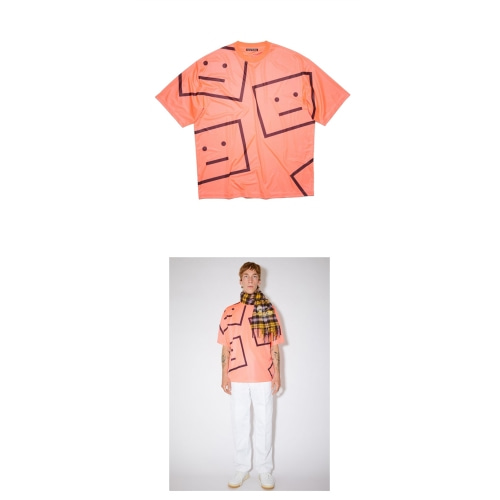 [아크네] CL0093 CJG 올오버 페이스 프린팅 반팔티셔츠 일렉트릭 핑크 남성 티셔츠 / TJ,ACNE STUDIOS