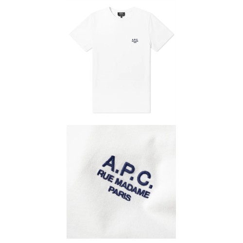 [A.P.C] COEAV H26840 AAB 자수로고 라운드 반팔티셔츠 화이트 남성 티셔츠 / TJ,A.P.C