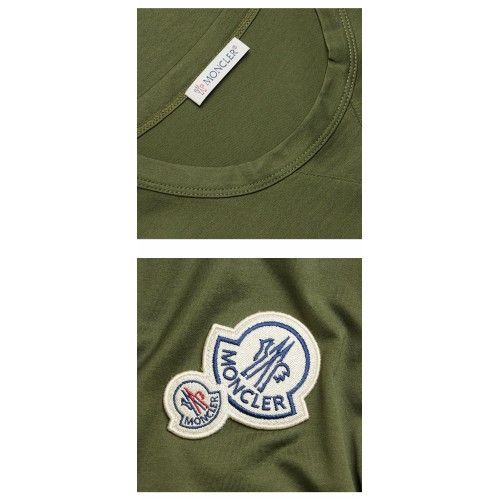 [몽클레어] 8C00038 8390Y 880 더블 패치 로고 라운드 반팔티셔츠 카키 남성 티셔츠 / TLS,MONCLER