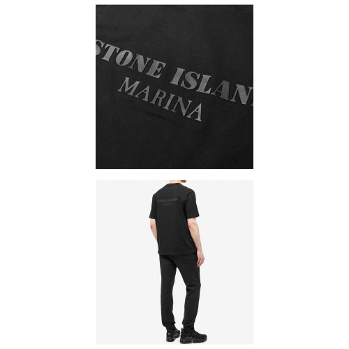 [스톤아일랜드] 7415216X3 V0029 자수 백 로고 반팔티셔츠 블랙 남성 티셔츠 / TTA,STONE ISLAND