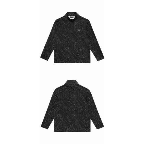 [말본] M-7042-BLK 컨투어 반집업 긴팔 티셔츠 블랙 남성 티셔츠 / TR,MALBON