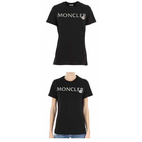 [몽클레어] 8C71510 V8094 999 엠보 실버 로고 패치 반팔티셔츠 블랙 여성 티셔츠 /  TJ,MONCLER