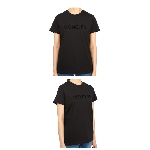 [몽클레어] 8C00012 829HP 999 로고자수 라운드 반팔티셔츠 블랙 여성 티셔츠 / TJ,MONCLER