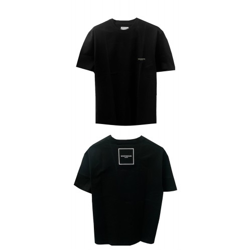 [우영미] W241TS01708B 코튼 스퀘어 라벨 반팔티셔츠 블랙 남성 티셔츠 / TTA,WOOYOUNGMI