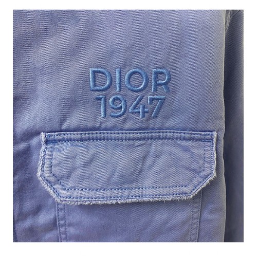 [디올] 413D587AY540 C585 Dior 1947 시그니처 코튼 개버딘 오버 셔츠 블루 남성 셔츠 / TJ,DIOR