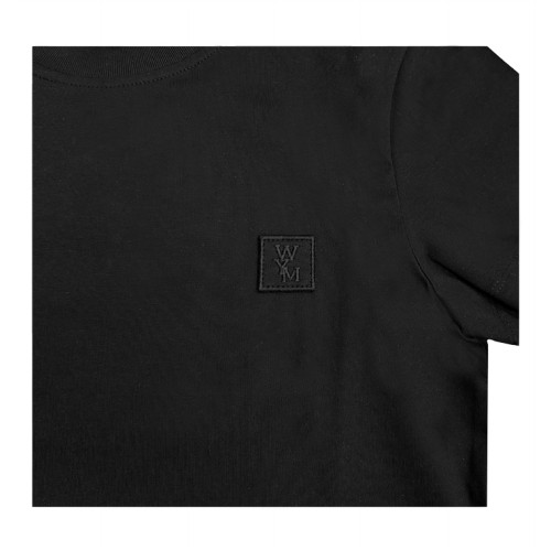 [우영미] M241TS06708B 플라워 백로고 프린팅 라운드 반팔티셔츠 블랙 여성 티셔츠 / THW,WOOYOUNGMI