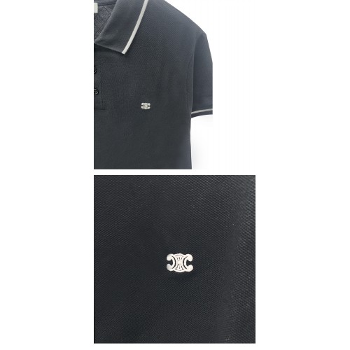 [셀린느] 626U 2X75H 38AW 트리오페 로고 폴로티셔츠 블랙 남성 티셔츠 / TJ,CELINE