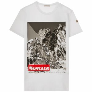 [몽클레어] 19FW 8048350 8390T 001 마운틴프린팅 라운드 반팔티셔츠 화이트 남성 티셔츠 / TJ,MONCLER