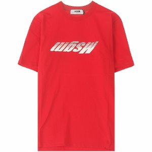 [MSGM] 2740MM109 195797 18 스쿱넥 로고 라운드 반팔티셔츠 레드 남성 티셔츠 / TJ,MSGM