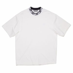 [아크네] CL0088 183 넥페이스 패치 반팔 티셔츠 화이트 남성 티셔츠 / TJ,ACNE STUDIOS