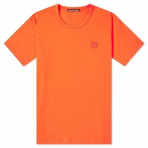 [아크네] 25E173 ORG 페이스 패치 라운드 반팔 티셔츠 오렌지 남성티셔츠 / TJ,ACNE STUDIOS