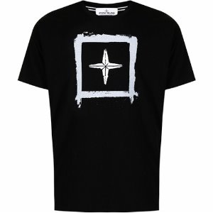[스톤아일랜드] 21SS 74152NS81 V0029 스탠실 프린팅 반팔 티셔츠 블랙 남성 티셔츠 / TJ,STONE ISLAND