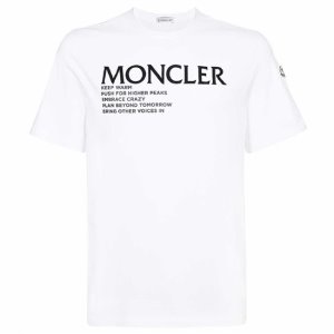 [몽클레어] 8C00042 8390T 001 가슴로고 레터링 그래픽 라운드 반팔티셔츠 화이트 남성 티셔츠 / TLS,MONCLER