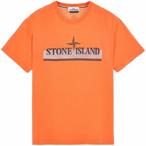 [스톤아일랜드] 22SS 76152NS92 V0032 로고 자수 프린팅 라운드 반팔 티셔츠 오렌지 남성 티셔츠 / TJ,STONE ISLAND