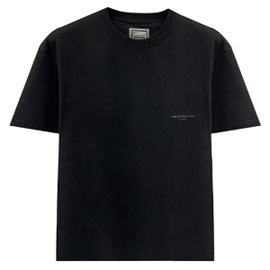 [우영미] W241TS02716B 레더 패치 라운드 반팔 티셔츠 블랙 남성 티셔츠 / THW,WOOYOUNGMI